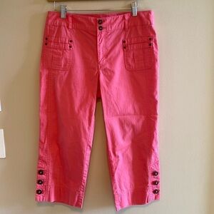Tribal Button Cotton Capri Pants Hot Pink size 4